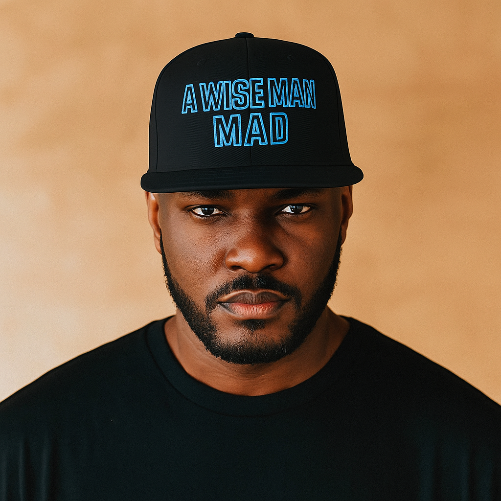 A Wise Man Mad - Black crown with Electric Blue limited edition snapback