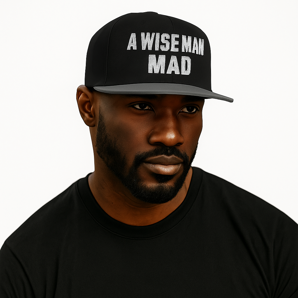 A Wise Man Mad Snapback - Grey crown black limited edition snapback
