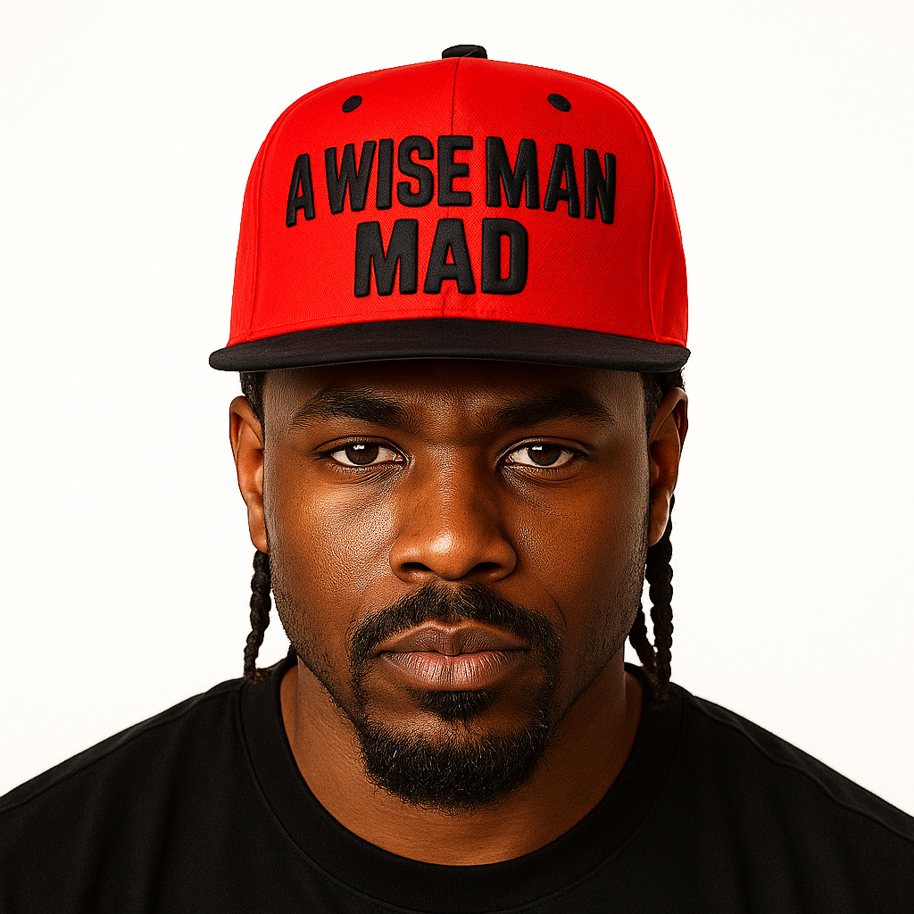 A Wise Man Mad Snapback – Scarlet red crown with black limited edition snapback