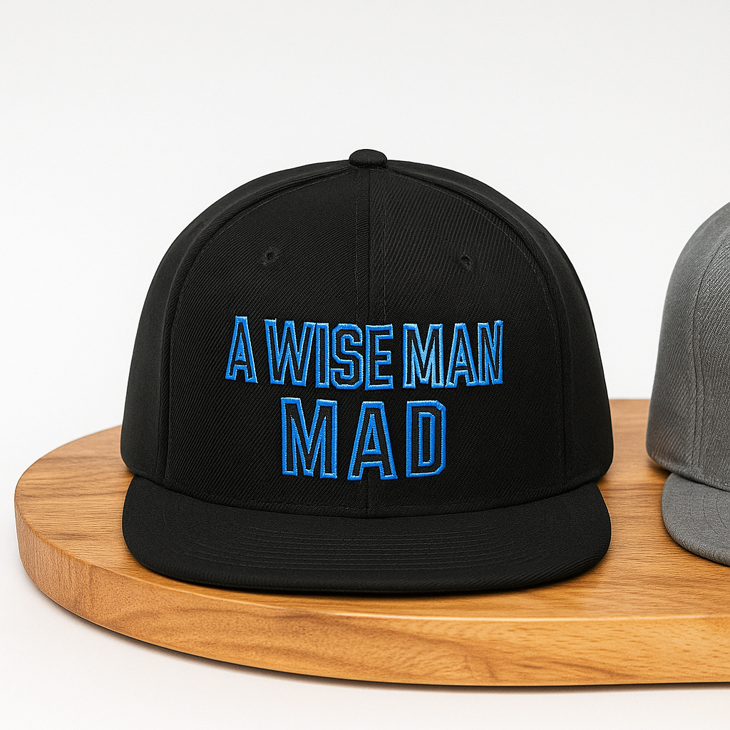A Wise Man Mad - Black crown with Electric Blue limited edition snapback