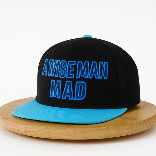 A Wise Man Mad Snapback - Electric blue crown with black top Snapback