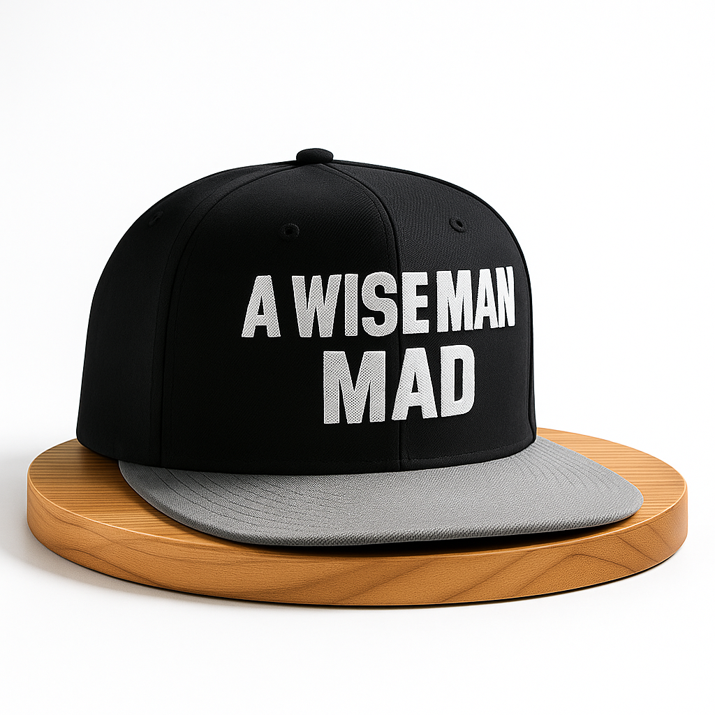 A Wise Man Mad Snapback - Grey crown black limited edition snapback