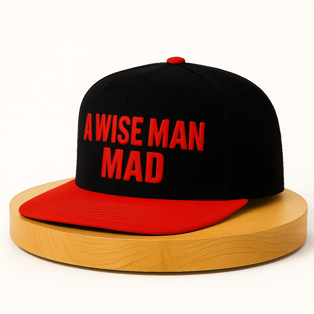 A Wise Man Mad Snapback – Black crown with Scarlet red limited edition snapback