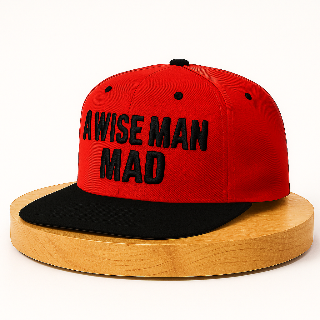 A Wise Man Mad Snapback – Scarlet red crown with black limited edition snapback
