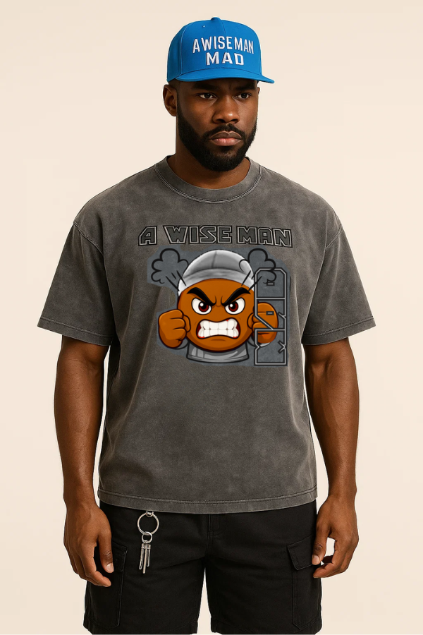 A Wise man mad - Caramel - Gray Acid wash vintage luxury streetwear t-shirt for men