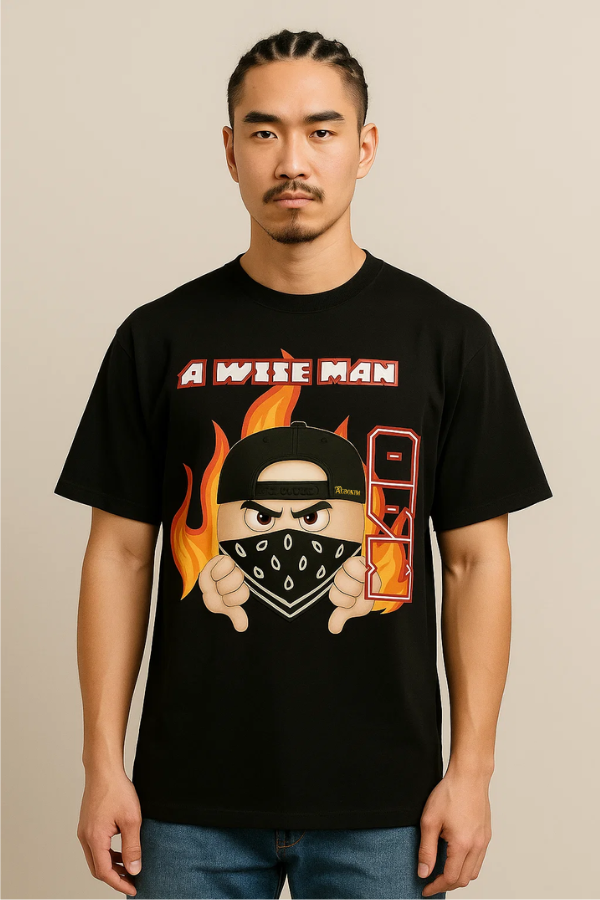 A Wise man mad - Ivory - Black vintage luxury streetwear t-shirt for men