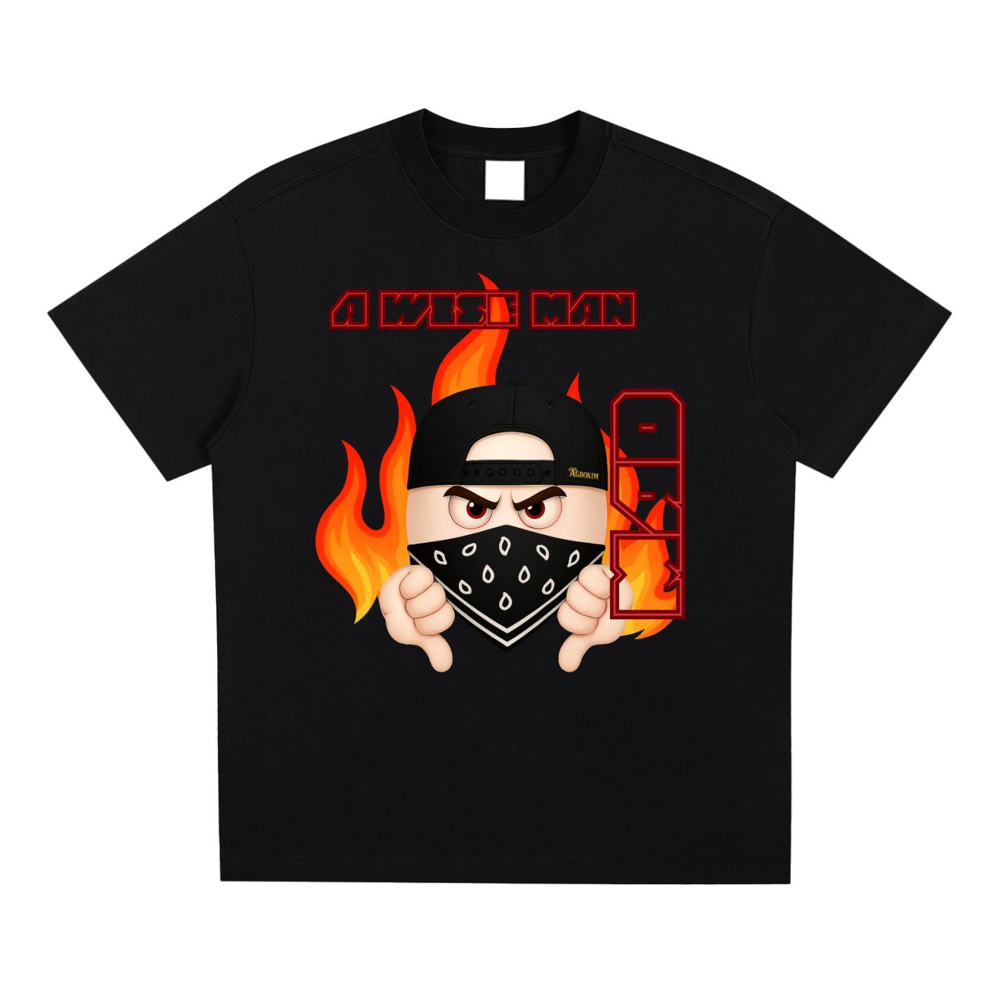 A Wise man mad - Ivory - Black vintage luxury streetwear t-shirt for men