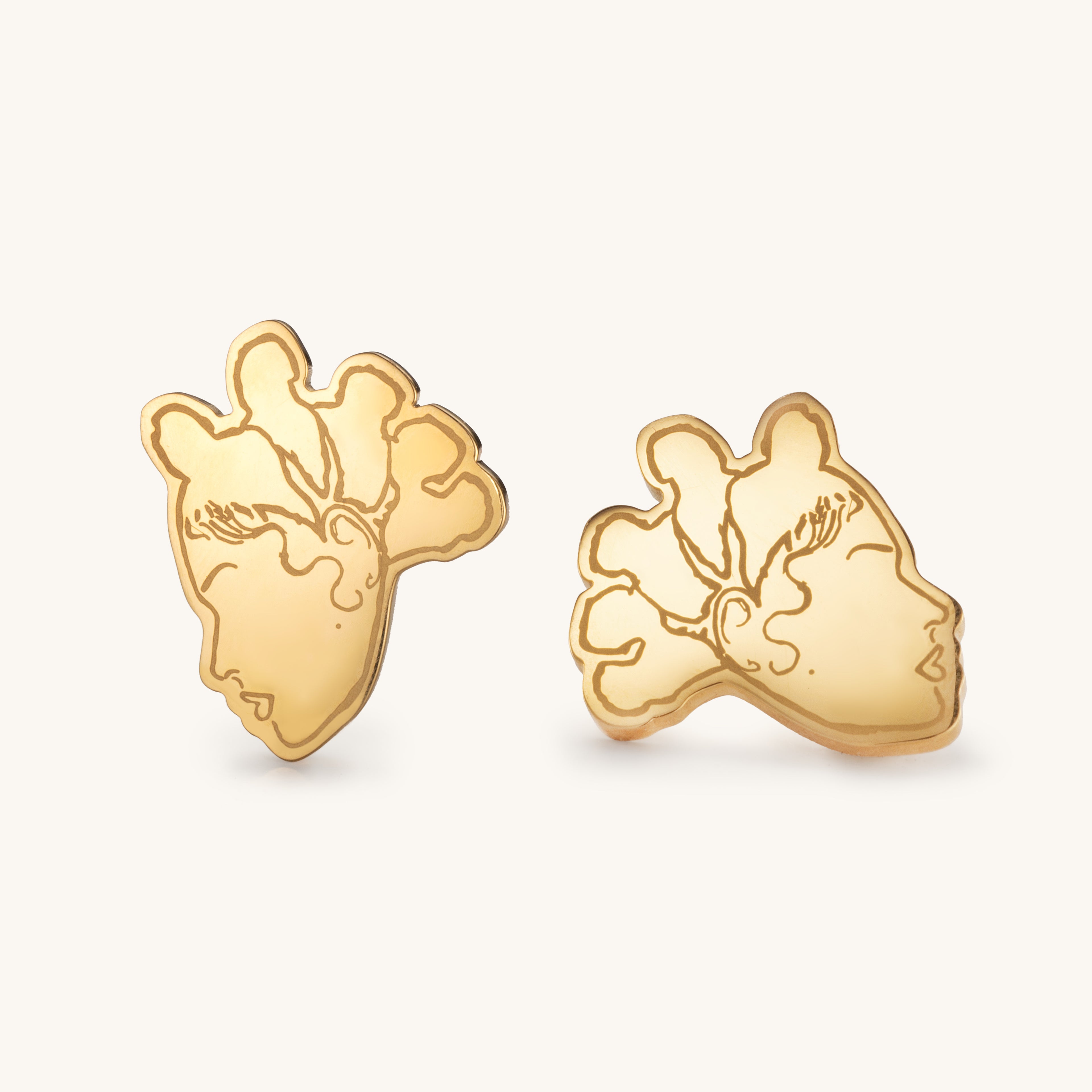 18k gold plated Bantu knot with baby hair earrings 