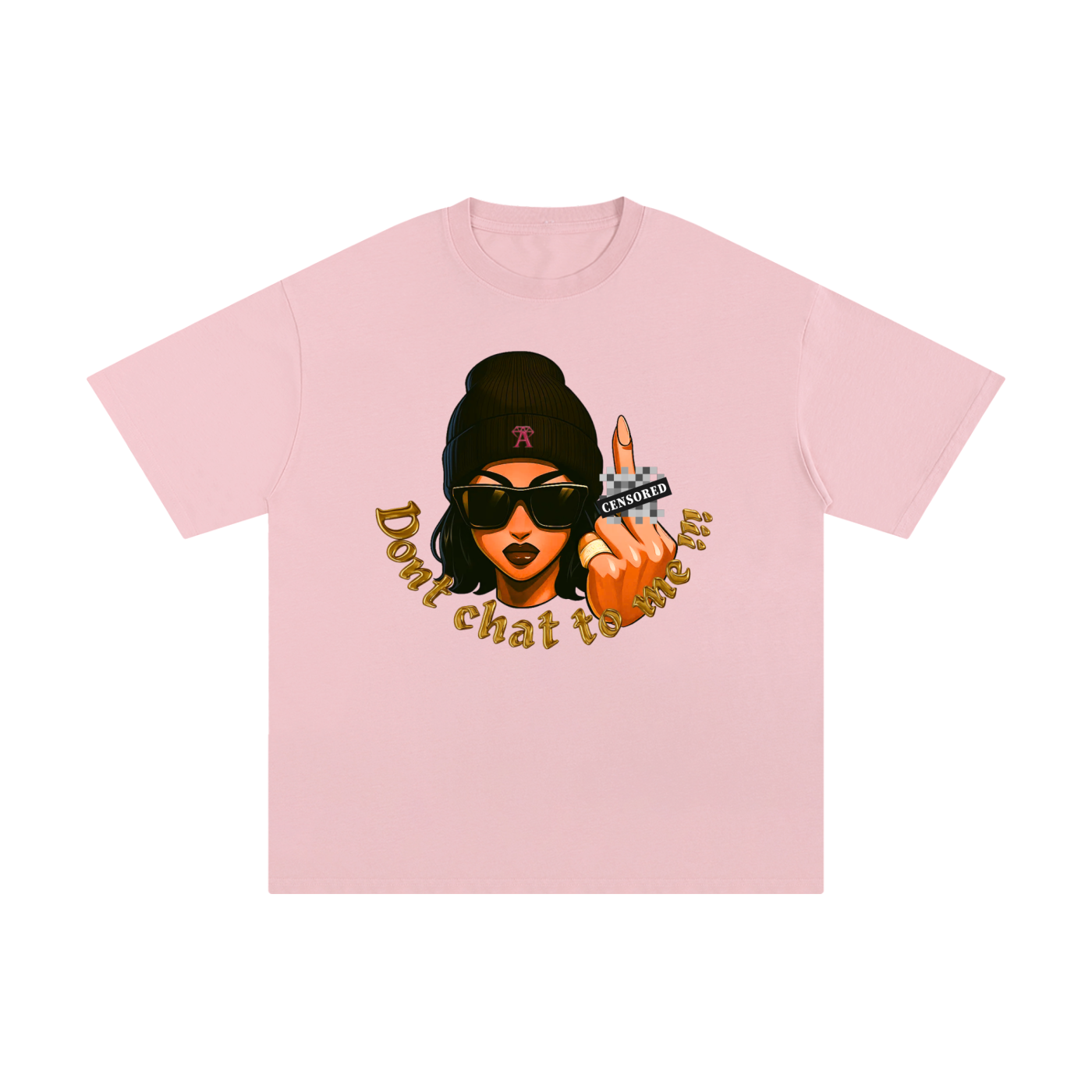 Don't chat to me baby pink T-shirt - Ivory - pink vintage streetwear  t-shirt for women 