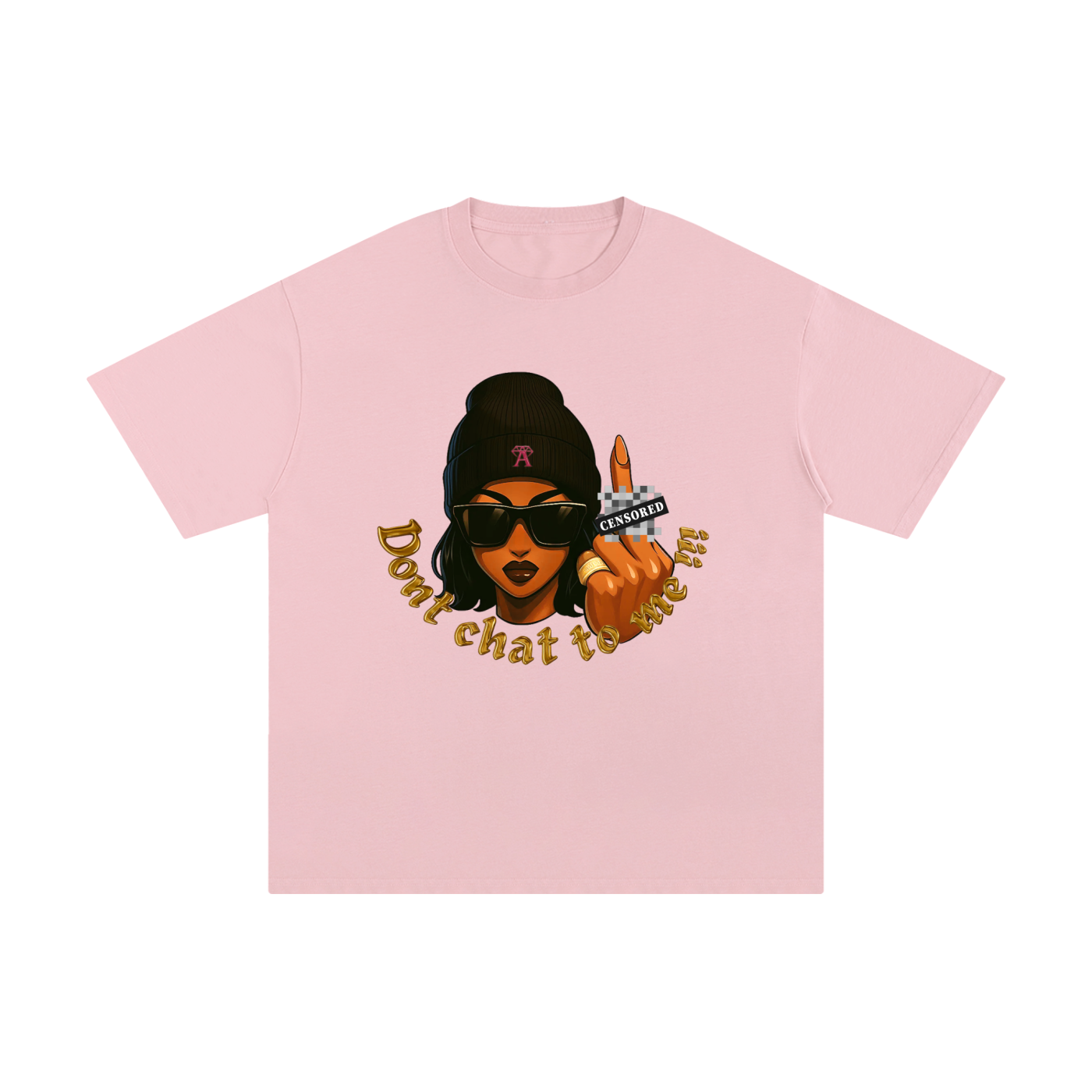 Don't chat to me baby pink T-shirt - Caramel - pink vintage luxury streetwear t-shirt for women 