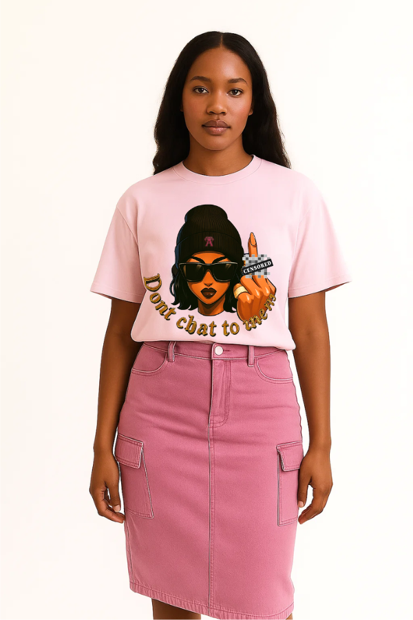 Don't chat to me baby pink T-shirt - Caramel - pink vintage luxury streetwear t-shirt for women 