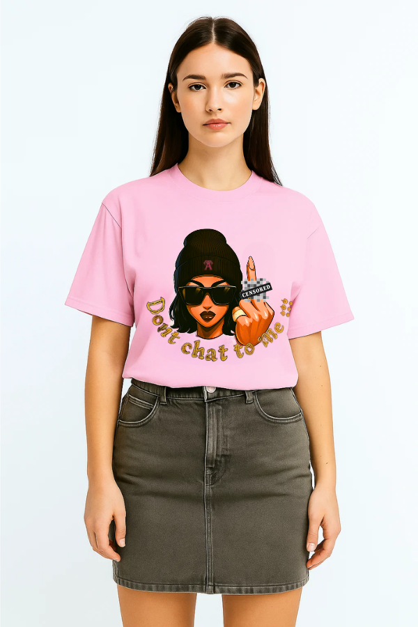 Don't chat to me baby pink T-shirt - Ivory - pink vintage luxury streetwear t-shirt for women 