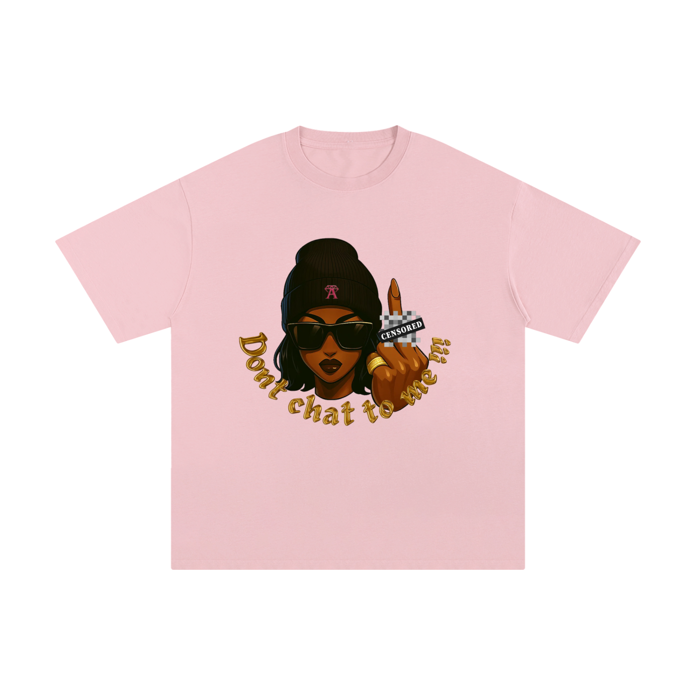 Don't chat to me baby pink T-shirt - Mocha - pink vintage luxury streetwear t-shirt for women 