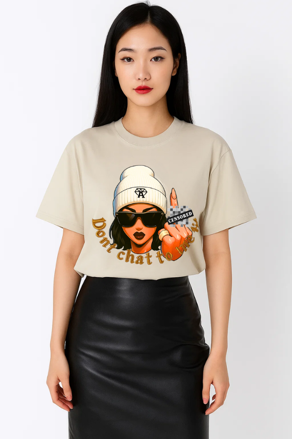Don't chat to me nude T-shirt -Ivory - Nude vintage luxury streetwear t-shirt for women 