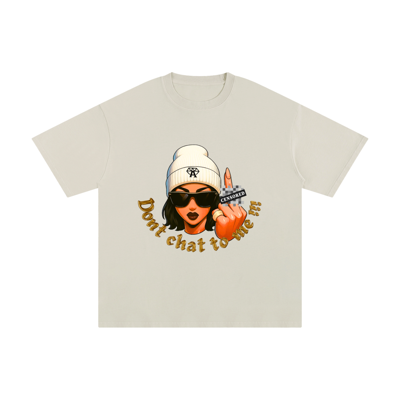 Don't chat to me nude T-shirt -Ivory - Nude vintage luxury streetwear t-shirt for women 