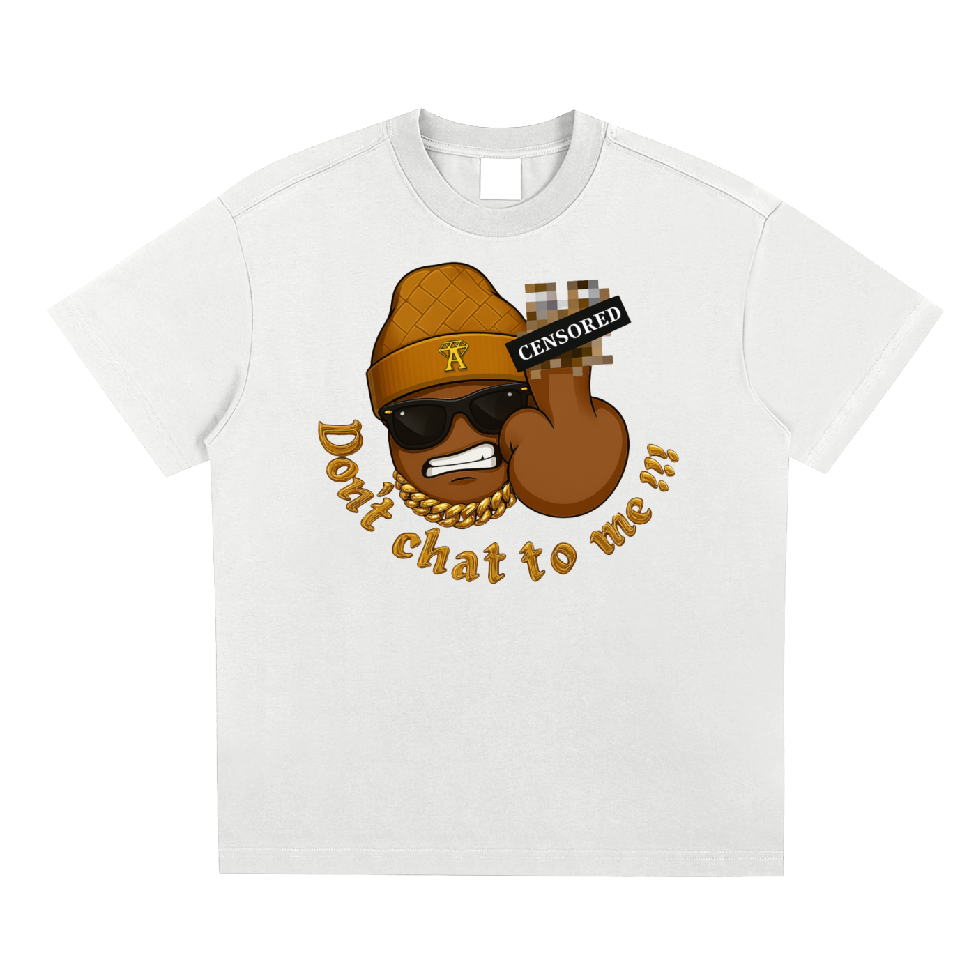 Don't chat to me white T-shirt -Caramel - White vintage luxury streetwear t-shirt for men