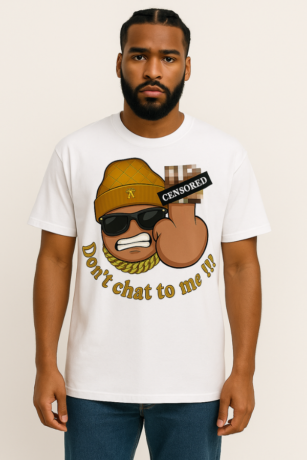 Don't chat to me white T-shirt -Toffee - White vintage luxury streetwear t-shirt for men