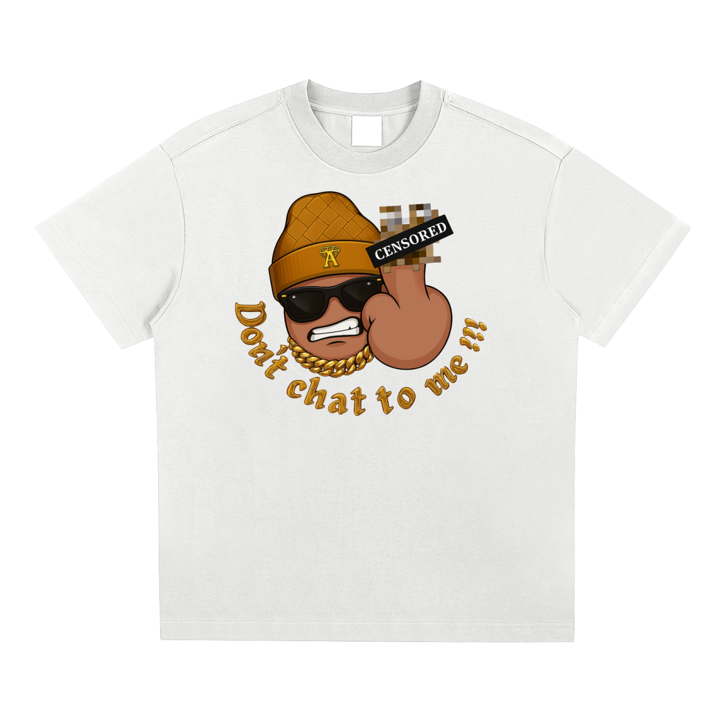 Don't chat to me white T-shirt -Toffee- White vintage luxury streetwear t-shirt for men