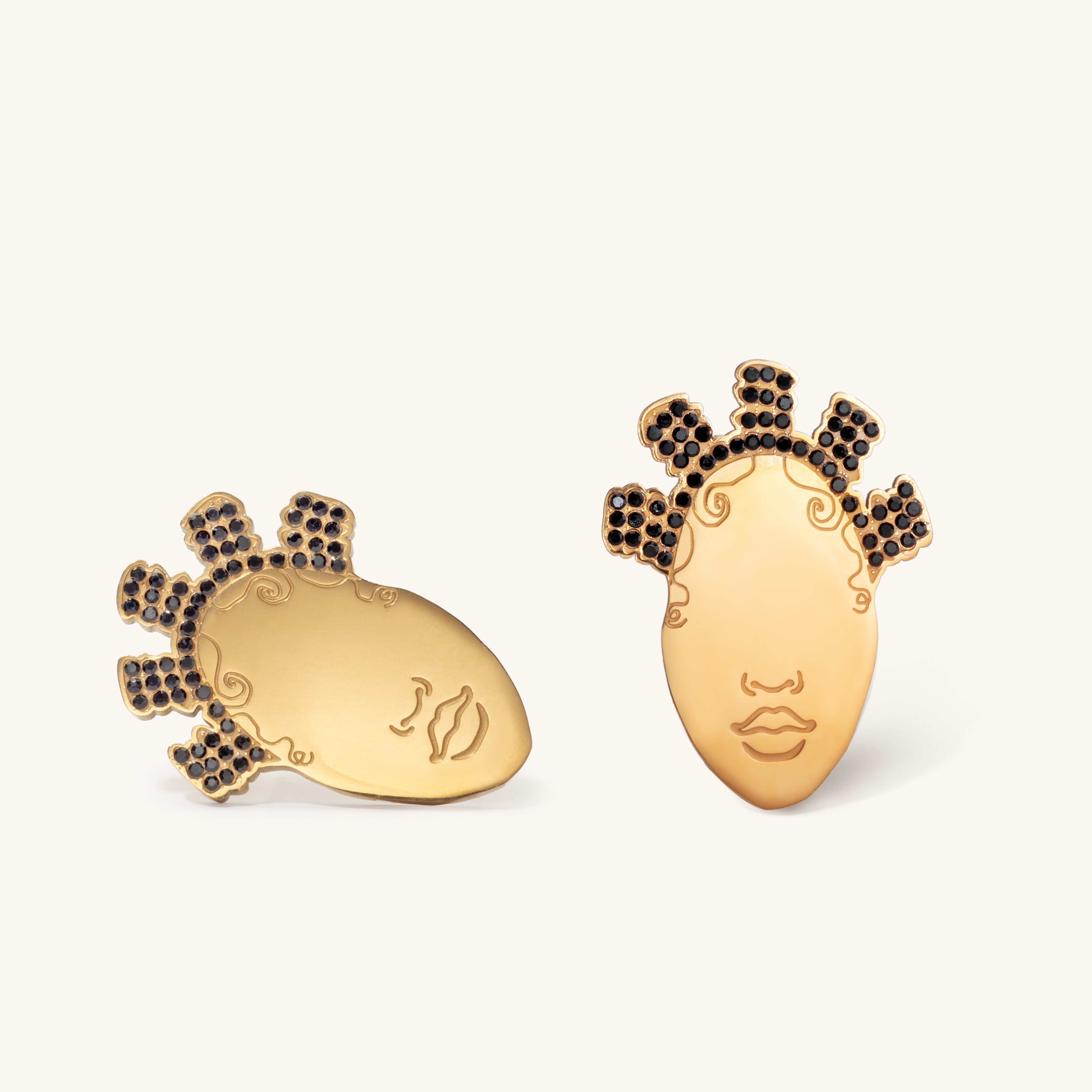 Bintou Bantu knots Bling 18k gold plated earrings