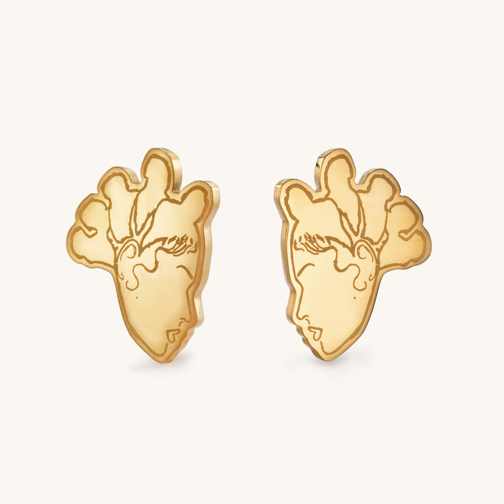 Engraved Bantu Knot Earrings – 18k Gold-Plated Baby Hair Design