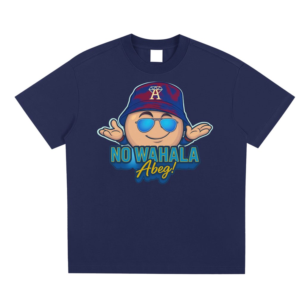 No Wahala blue T-shirt - Ivory - Blue vintage luxury streetwear t-shirt for men