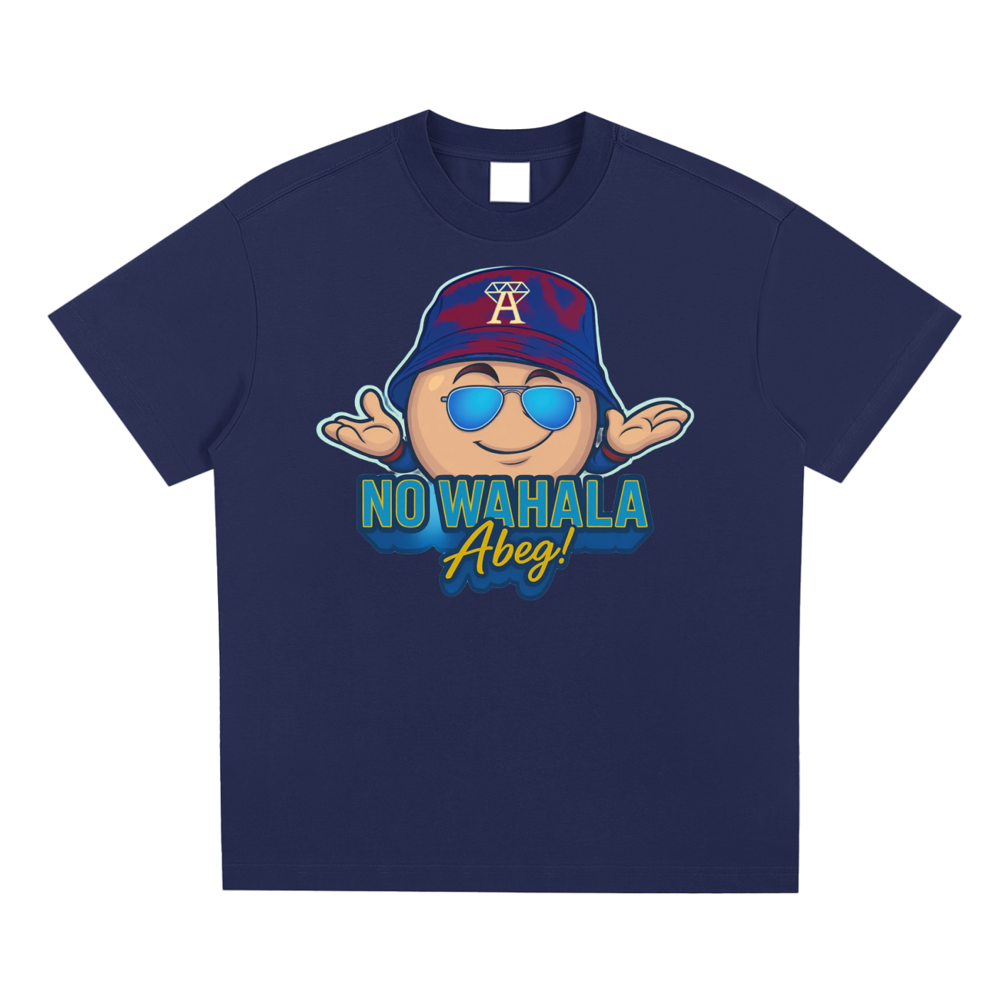No Wahala blue T-shirt - Ivory - Blue vintage luxury streetwear t-shirt for men