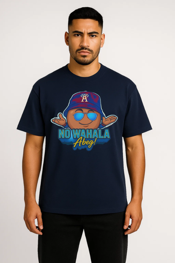 No Wahala blue T-shirt - Toffee - Blue vintage luxury streetwear t-shirt for men