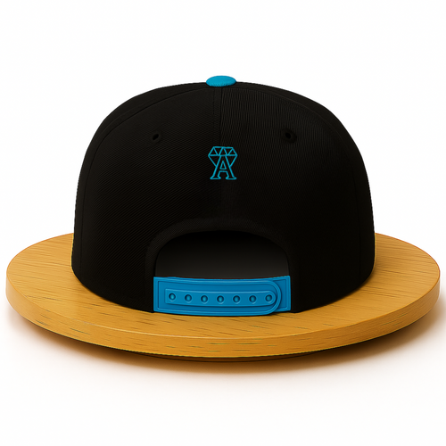 A Wise Man Mad Snapback - Electric blue crown with black top Snapback