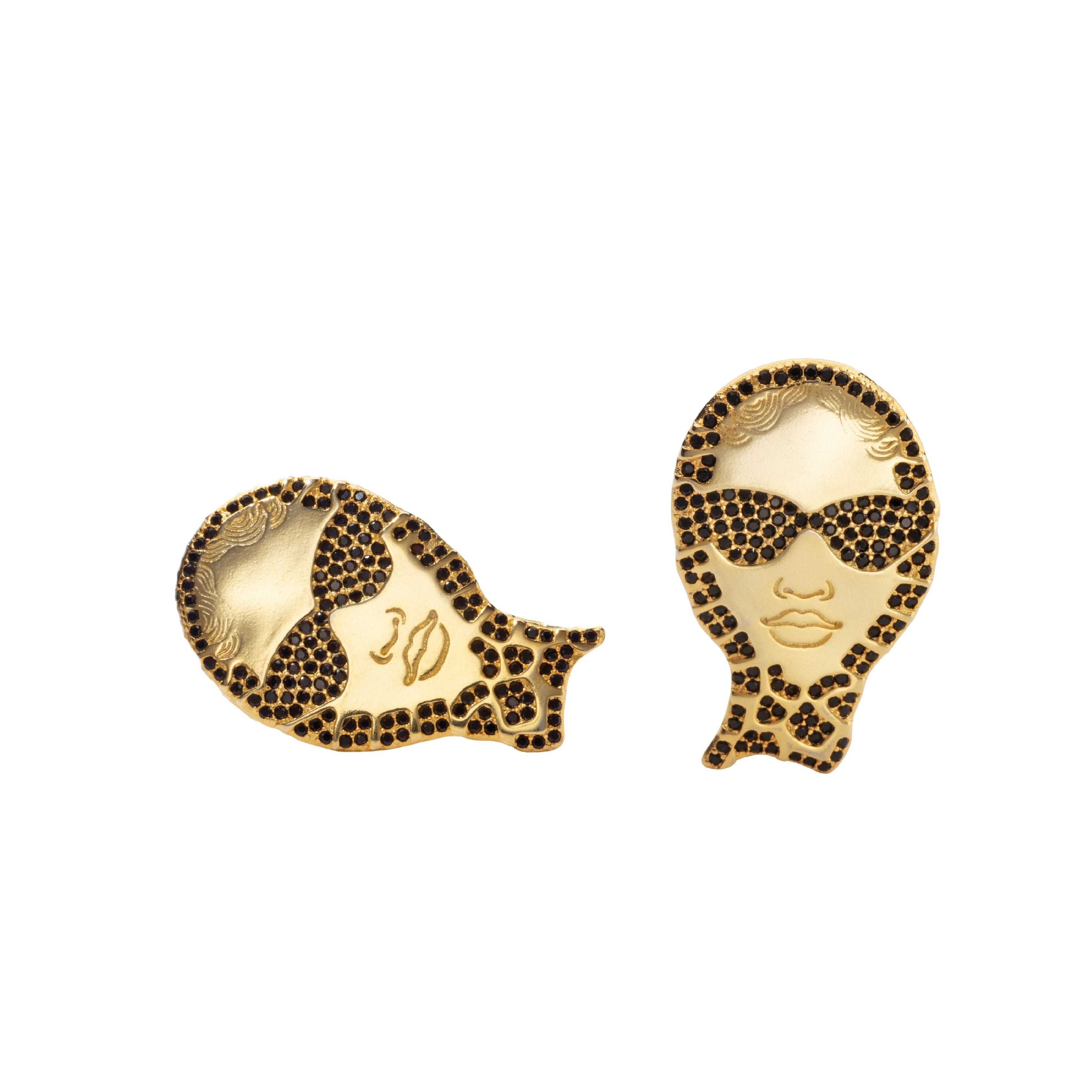 Fecilia Foulard earrings in 14k gold-plated finish with bling details