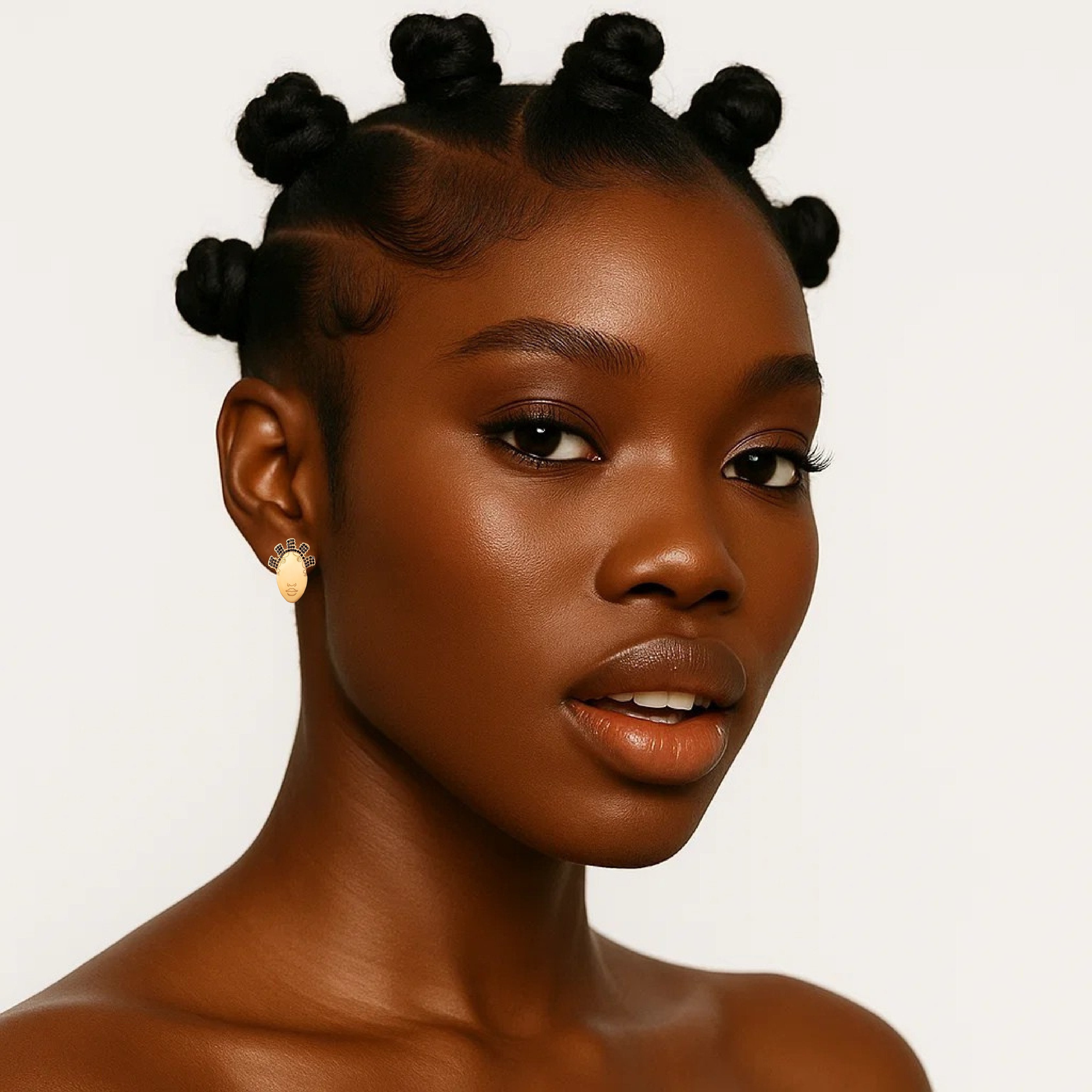 Bintou Bantu knots Bling 18k gold plated earrings