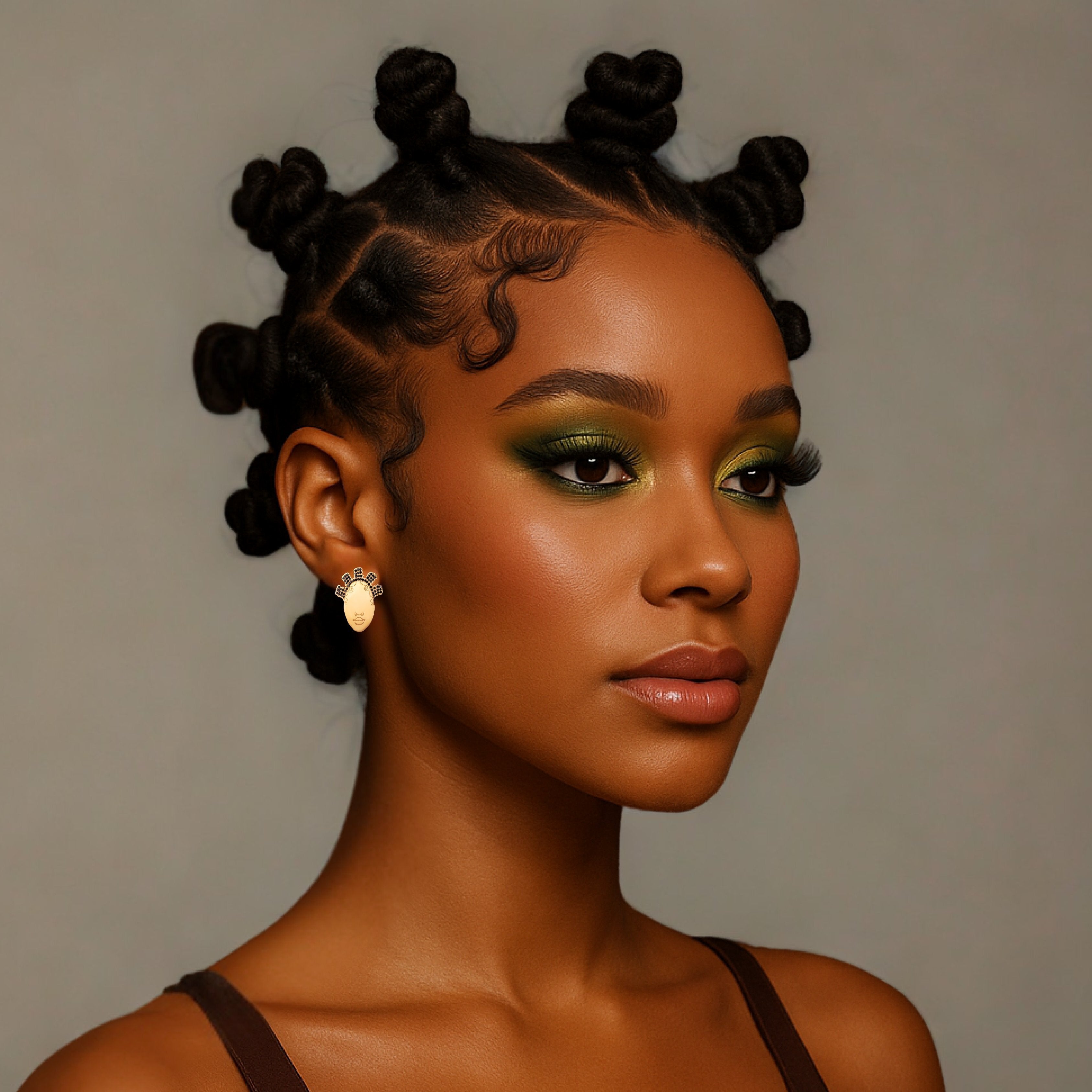 Bintou Bantu knots Bling 18k gold plated earrings